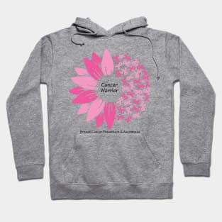 Breast cancer warrior with flower, ribbons & black type Hoodie